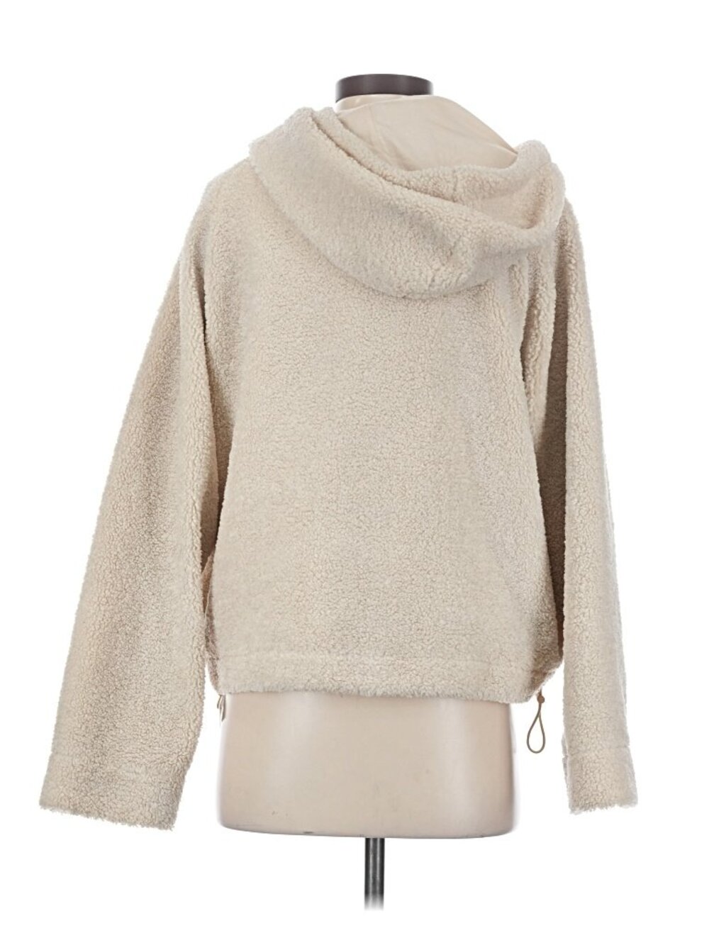Vince Cream Sherpa Teddy Fleece Oversized Cropped Pullover Hoodie Size S - Picture 3 of 6